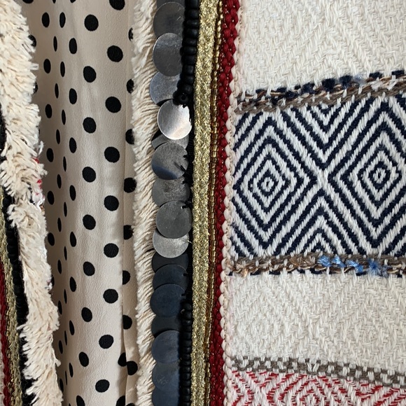 ZARA Woman Open Front Beaded Jacket Ivory Size Large - Picture 13 of 13